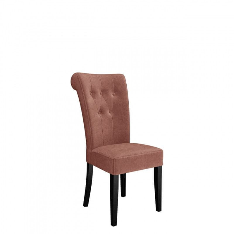 Veneti Luxusná jedálenská stolička NOSSEN 3 - čierna / ružová / čierne klopadlo